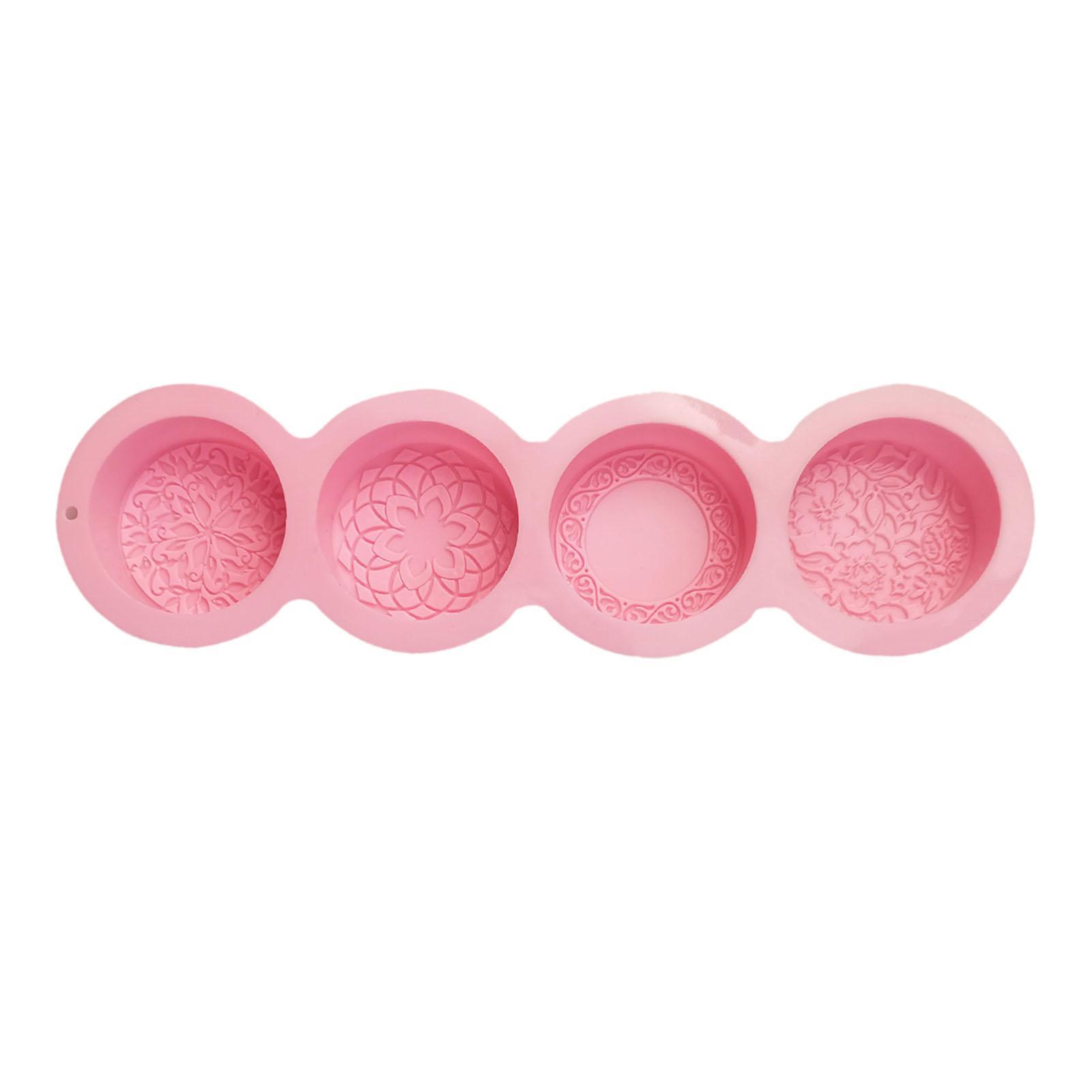 Silicone Soap Molds 4 Cavities Silicone Soap Mold Round Soap Mold for Soap Making Handmade Cake Chocolate Biscuit
