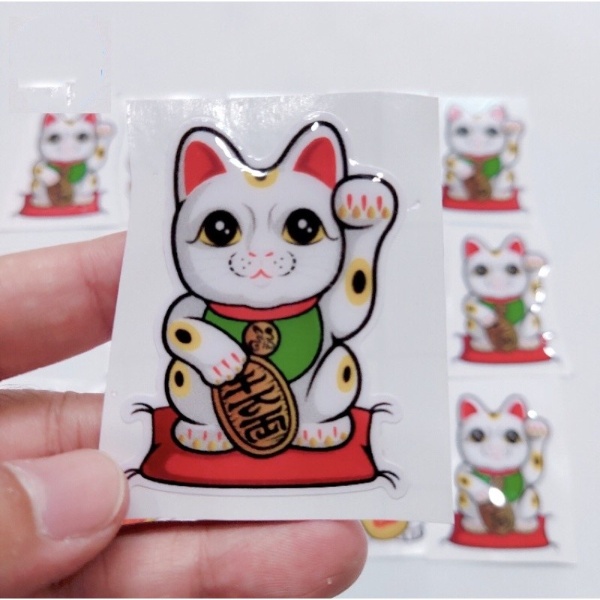 Tem Nổi Mèo Thần Tài May Mắn Chiêu Tài Lộc 4cm x 6cm
