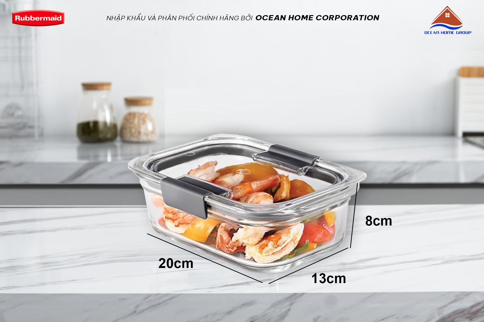 Hộp nhựa đựng thực phẩm Brilliance Tritan size 1.1L Rubbermaid USA
