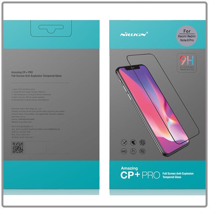 Kính cường lực Nillkin CP+ PRO cho Xiaomi Redmi Note 8 Pro FULL viền đen - Hàng Nhập Khẩu