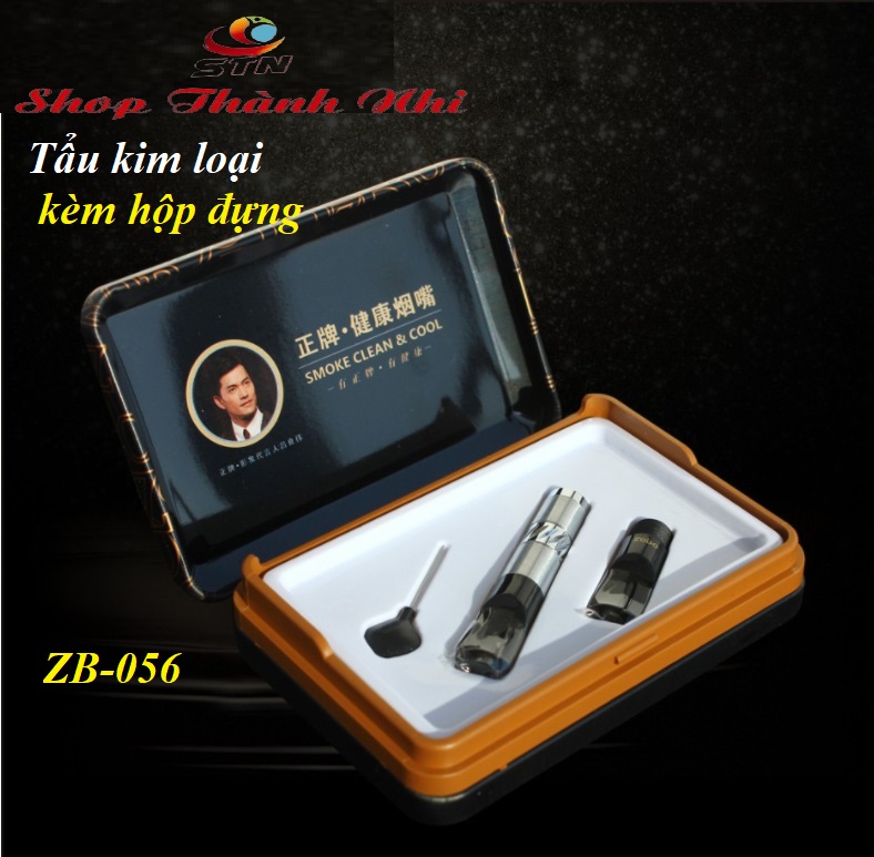 Tẩu thuốc cao cấp kim loại không gỉ ZB056 kèm theo hộp đựng sang trọng đựng điếu