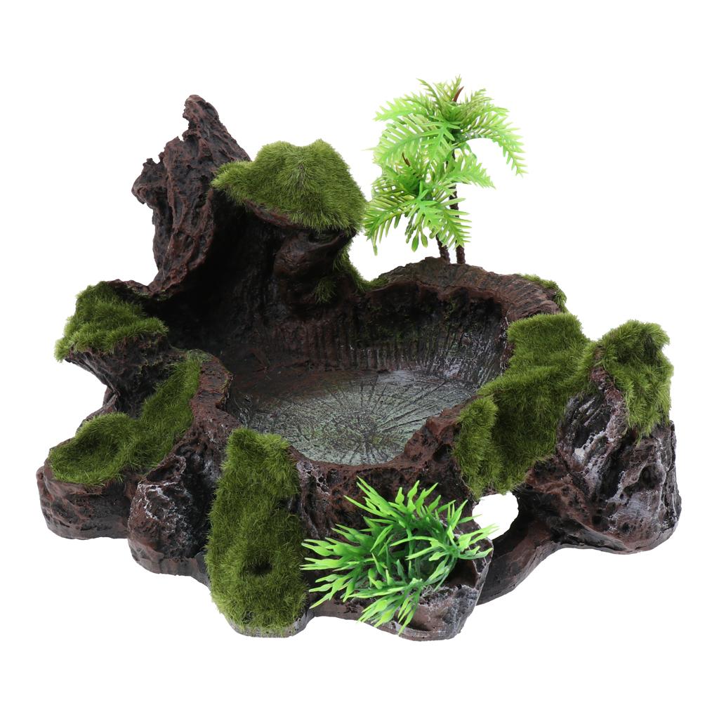 Nhựa Rock Bowl Bát Thức ăn Nước Cho đĩa Bể Chứa Terrarium