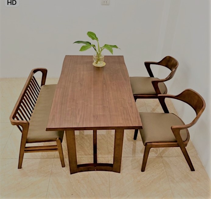 Bộ bàn ăn gỗ 2 ghế 1 bench TAGO