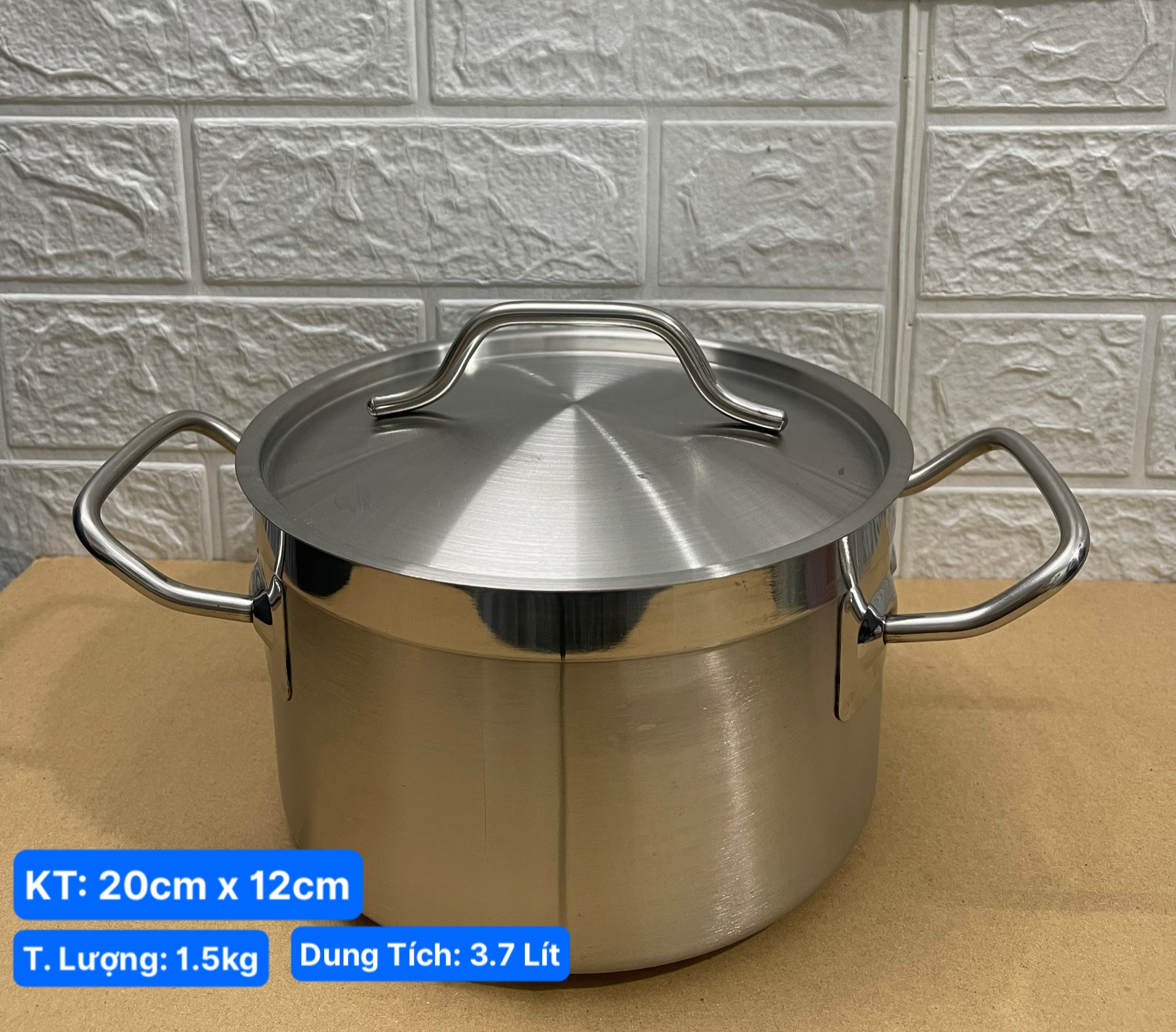 Nồi Inox 2 Quai Cao Cấp 3 Đáy _ Dung Tích: 3.7Lít _