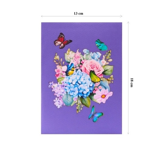 Thiệp 3D Pop Up Hoa Cẩm Tú Cầu &amp; Bướm – Thiệp Hoa Nghệ Thuật, Chúc Mừng, Sinh Nhật, F47, Lãng Mạn