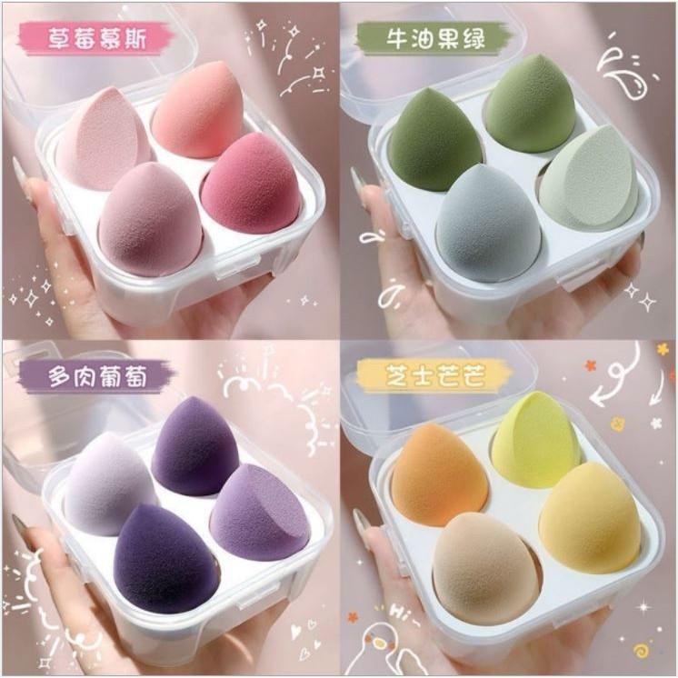 Hộp 4 bông mút trang điểm tông màu Pastel xinh xắn A5 - Sammi Beauty