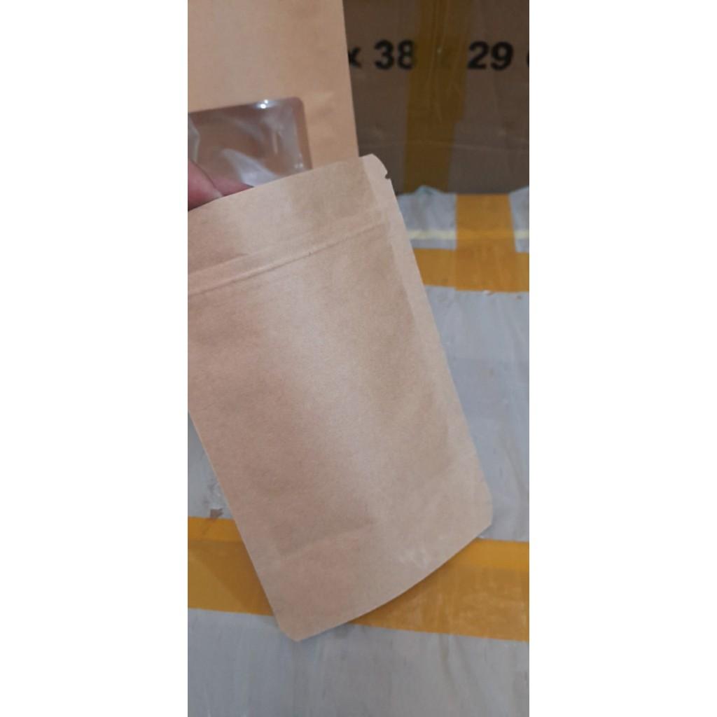2 Túi zipper giấy kraft đáy đứng cửa sổ nhỏ hàng đẹp kích thước 18x26