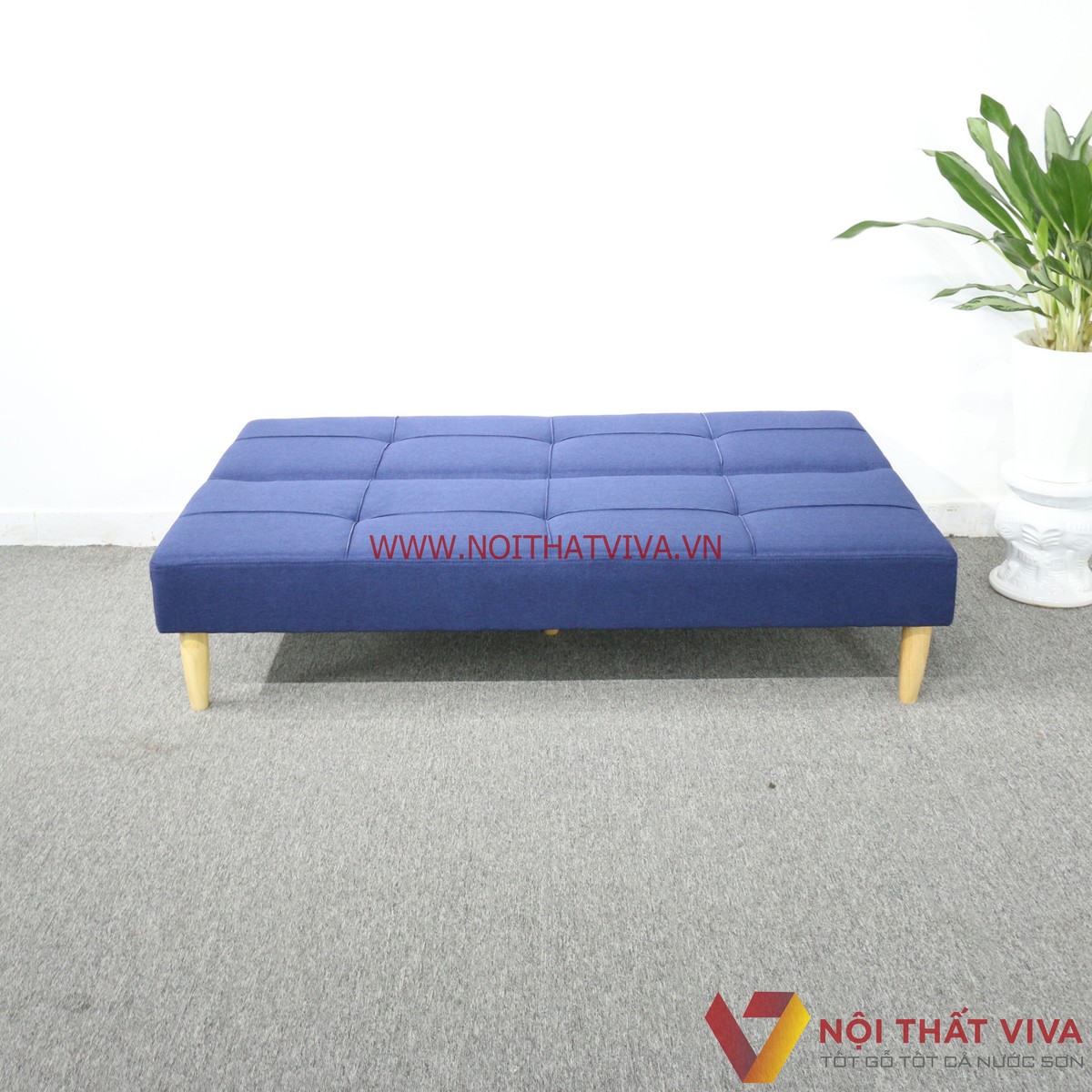 Ghế Sofa Xếp Thành Giường Ngủ Bọc Nỉ Màu Xanh Dương Hiện Đại Giá Rẻ
