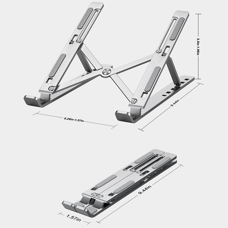 Giá đỡ máy tính xách tay di động bằng kim loại có thể gập lại Giá đỡ máy tính xách tay có thể điều chỉnh bằng nhôm Hỗ trợ cho Macbook Pro Air Đế máy tính bảng Bàn làm việc