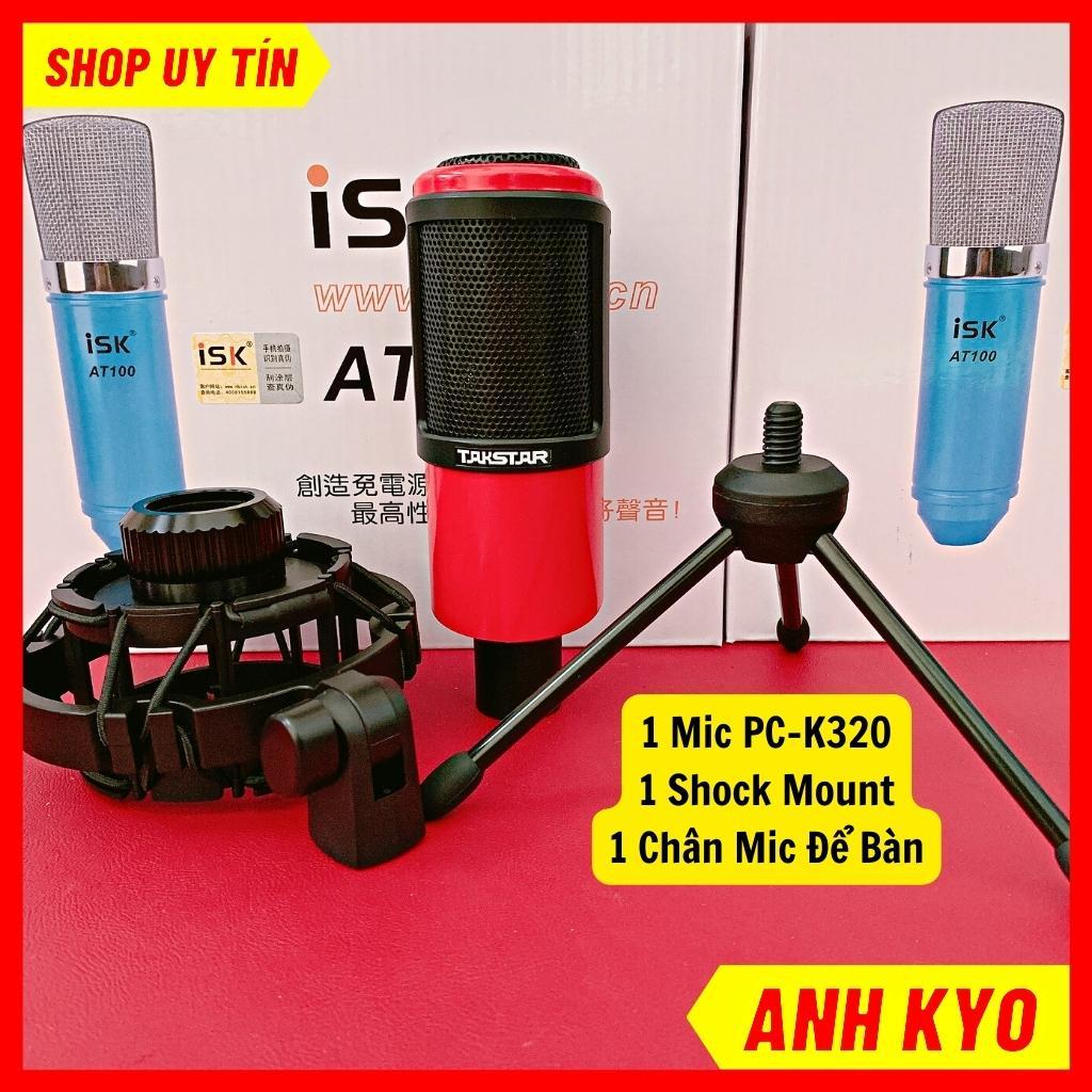 Mic thu âm PC K320, mic livestream 48v màu đỏ đen thiết kế kim loại chống han rỉ