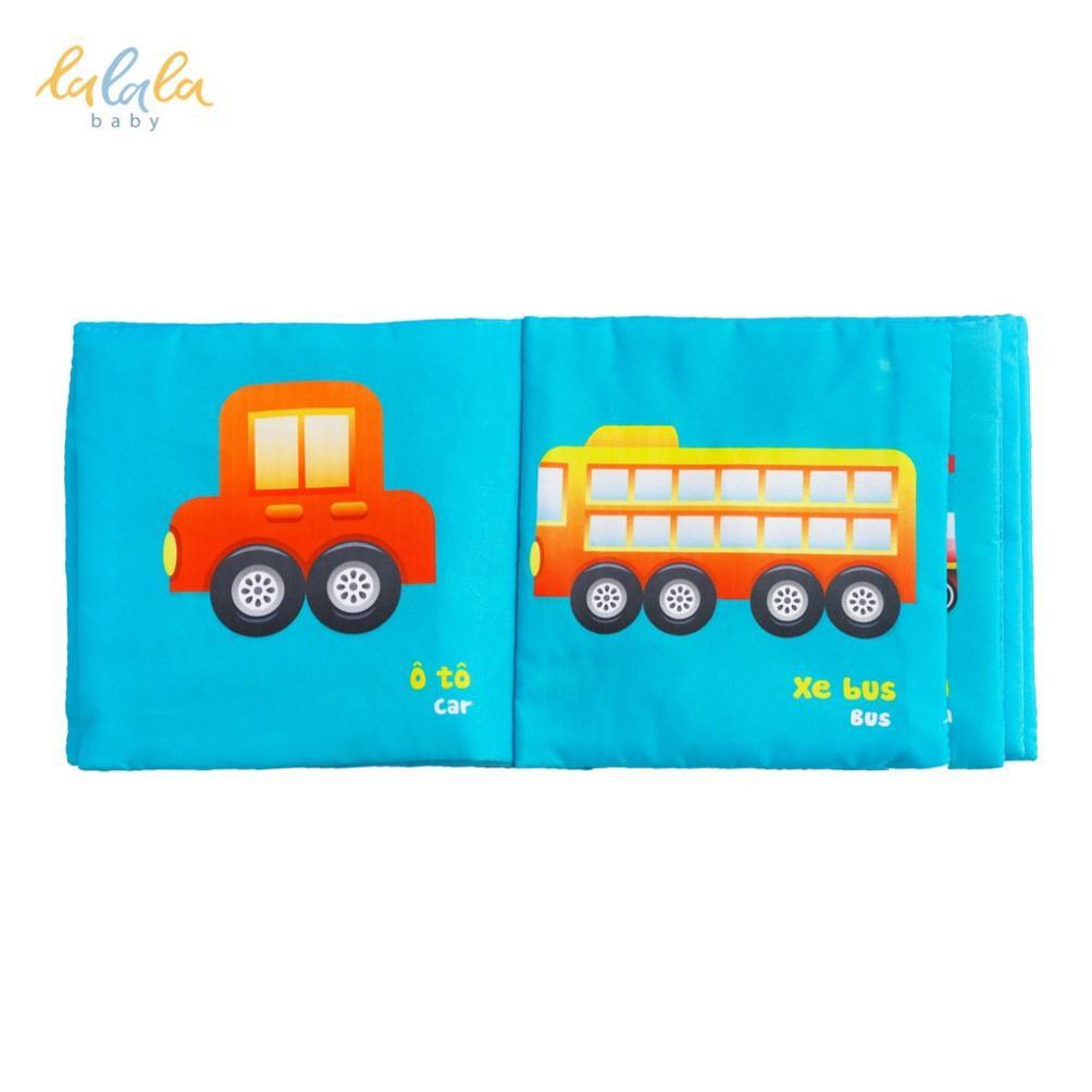 Combo 2 cuốn sách vải , kích thích đa giác quan, kích thước 15x15cm 12 trang (Phương tiện GT, Động vật)