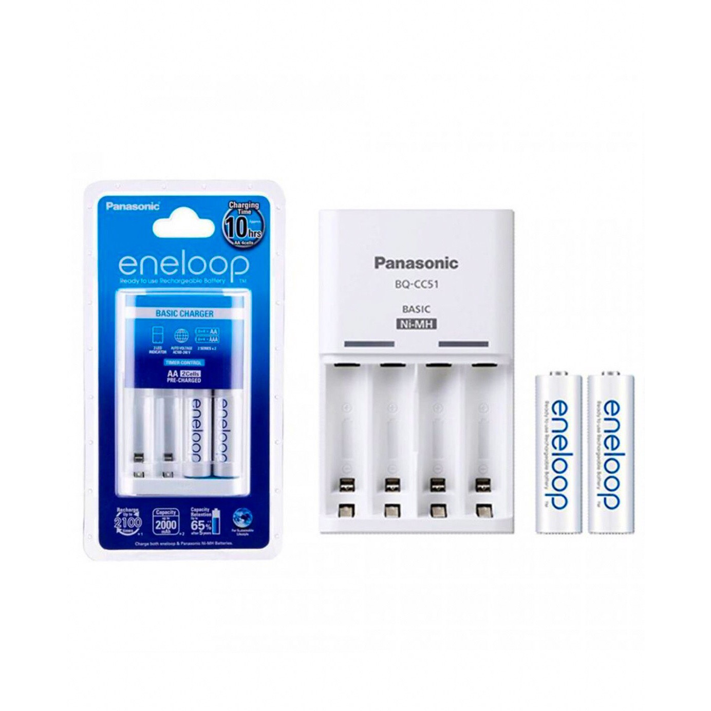 Bộ Sạc Pin Panasonic K - KJ51 Kèm 02 Pin Eneloop 2000 mah Hàng Chính Hãng