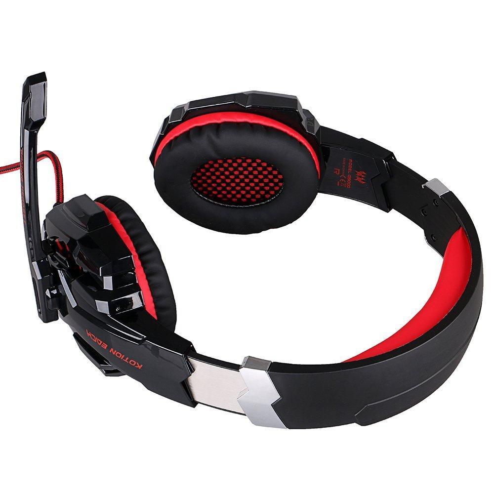 Deep Bass Game Headphone Sound Over-Ear Gaming Headset w/ LED Light Red