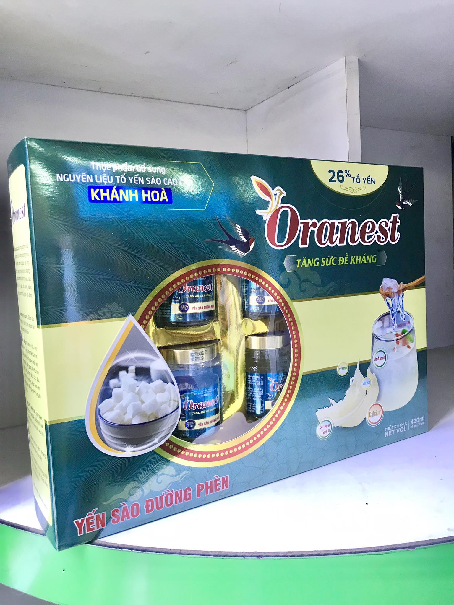 Hộp quà Yến Đường phèn Oranest 420ml  - Tăng sức đề kháng, 26% tổ yến - Nguyên liệu tổ yến sào cao cấp Khánh Hoà