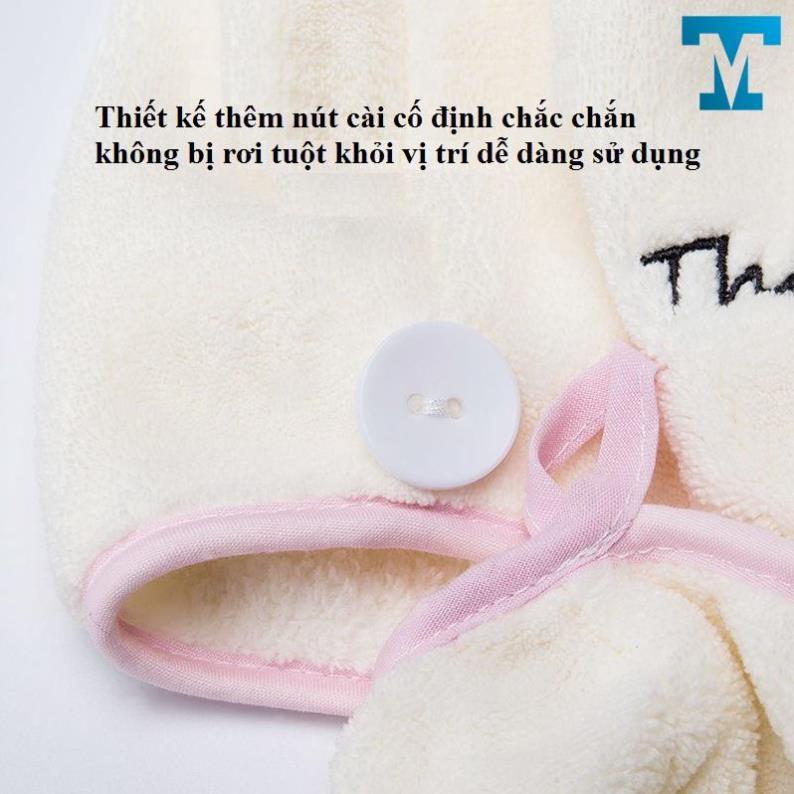 Khăn Quấn Tóc Lau Tóc Siêu Thấm Hút loại có chữ