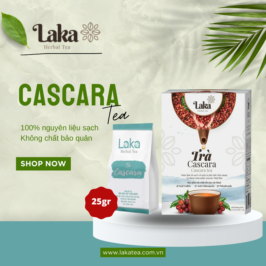 Trà Cà Phê Cascara LAKA Hộp 25 Gr, 100% quả cà phê chín mọng
