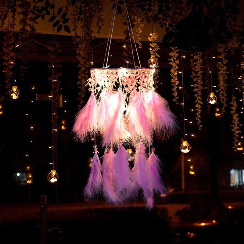 Lưới bắt giấc mơ Dreamcatcher đính lông vũ nhiều màu