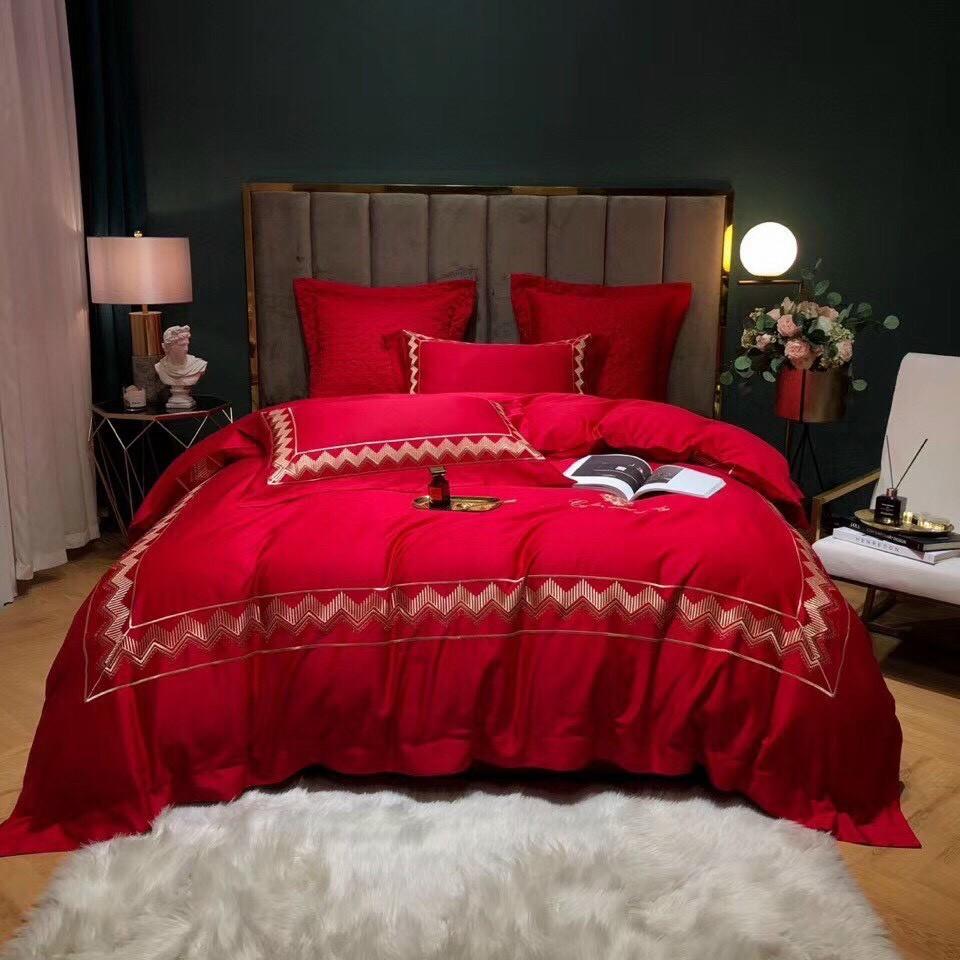 Bộ chăn ga gối Lụa thêu cao cấp 6 món ga trần bông- SALLYPHUONGMAI