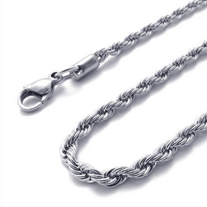Dây chuyền nam inox thời trang kiểu buộc tàu trangsucpt màu trắng thép không gỉ PTDCNA08
