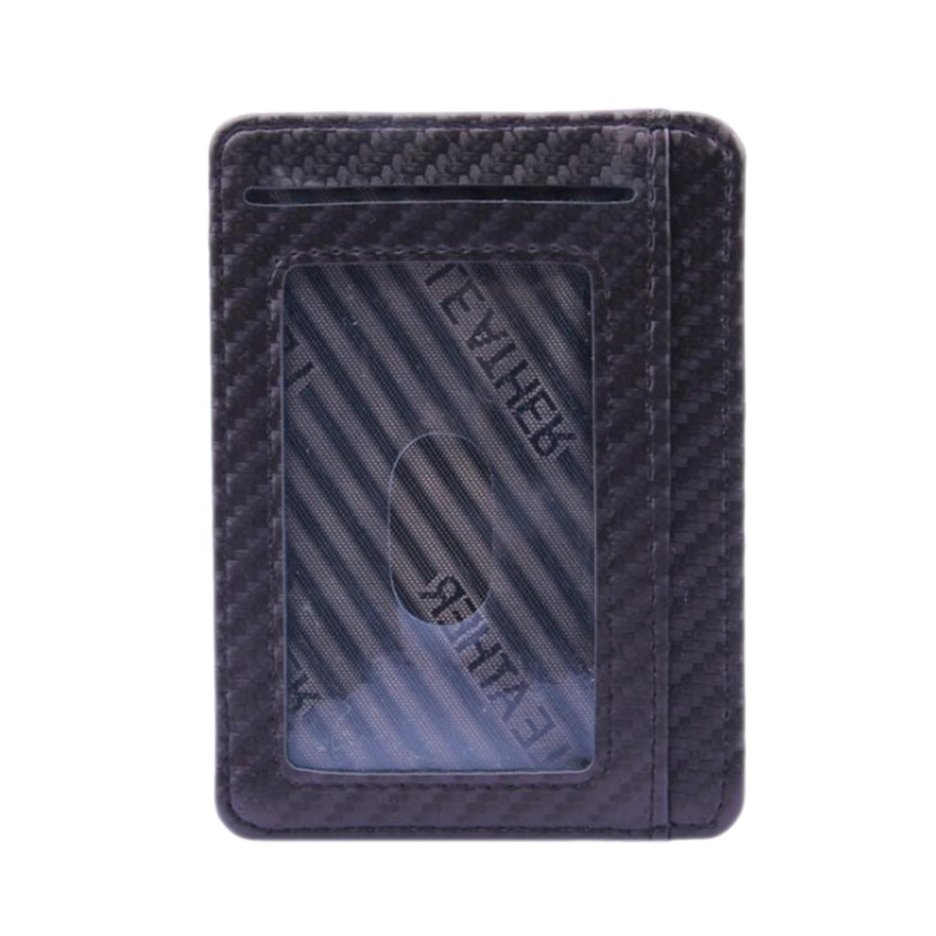 Mens Slim Leather Card Holder Front Pocket Wallet Change Coin Purse Black