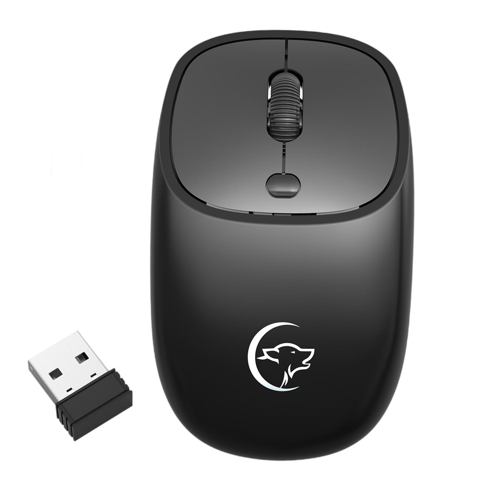 2.4G Wireless Mouse Rechargeable Mice w/USB Receiver 1200/1600/2400DPI Black