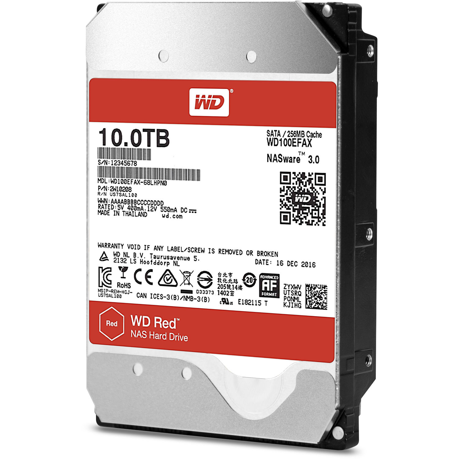 Ổ Cứng HDD NAS WD Red 10TB/256MB/5400/3.5 - WD100EFAX - Hàng chính hãng