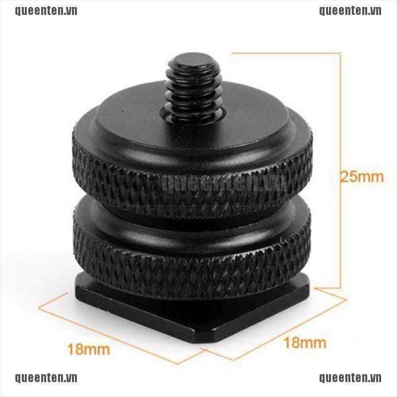 1/4 Inch Dual Nuts Tripod Mount Screw to Flash Camera Hot Shoe Adapter QUVN