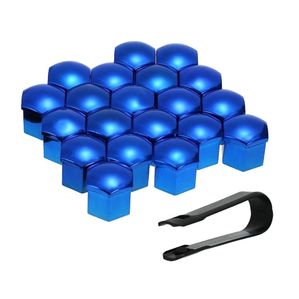 Set of 40, Deep Wheel Lug Auto Hub Tyre Screw Protector Blue + Red