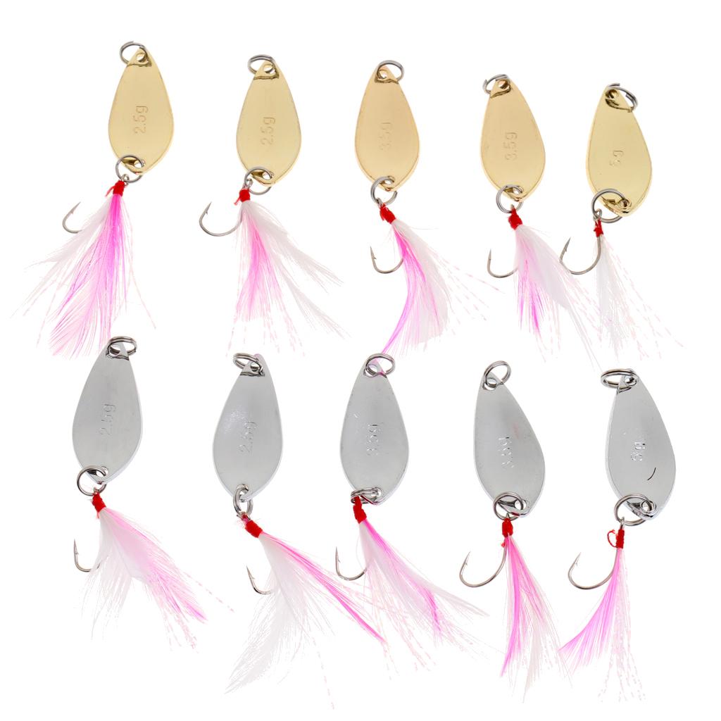 Spoon Hard Fishing Baits Metal Spinner Bionic Baits with Single Hook Feather