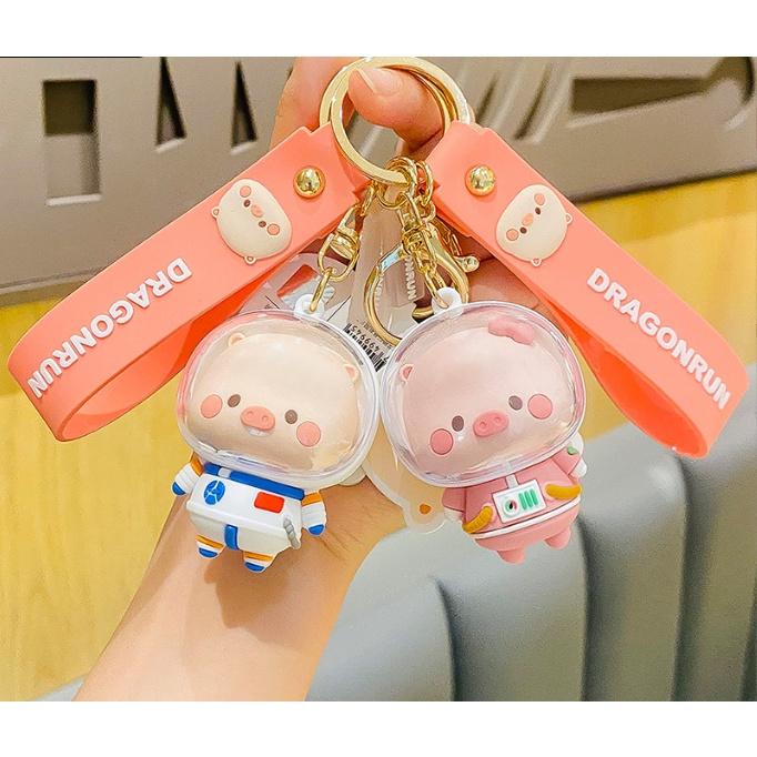 Móc khóa Phi hành gia Heo con đáng yêu PVC loại xịn