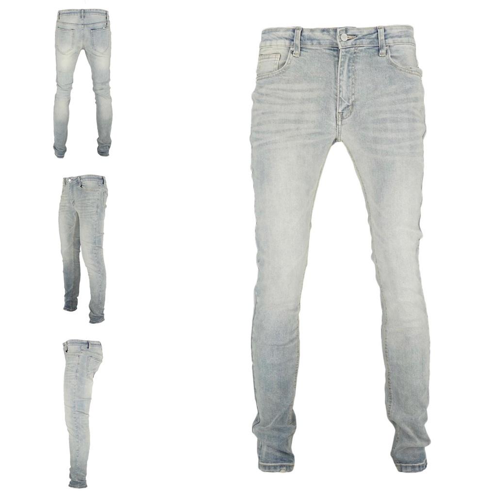 Quần Jean Nam TLB-01 Màu Xanh Nhạt Kiểu Trơn Chất Jeans Co Giãn Bền Màu Không Phai