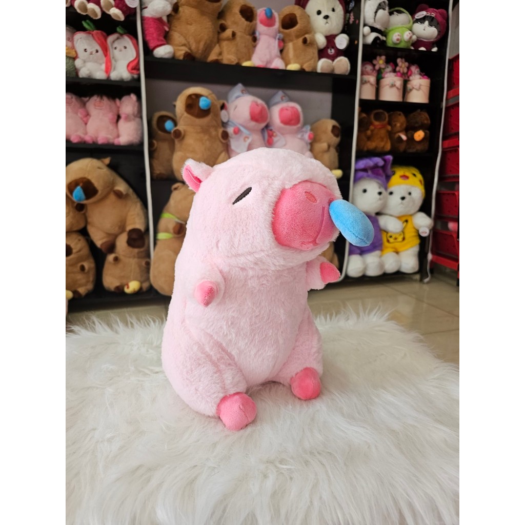 Thú nhồi bông capybara hồng chảy nước mũi đáng yêu - Size từ 35cm đến 45cm - Móc khoá gấu bông Capybara