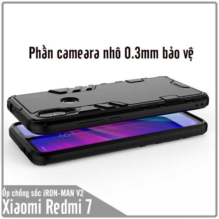 Ốp lưng cho Xiaomi Redmi 7 - iRON - MAN - Nhựa PC cứng viền dẻo chống sốc VER 2