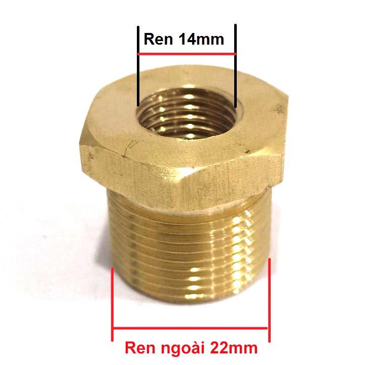 Khớp chuyển ren ngoài 22mm sang ren trong 14mm – phụ kiện máy rửa xe – khớp nối chuyển ren – đầu nối ren 22mm C0004-28