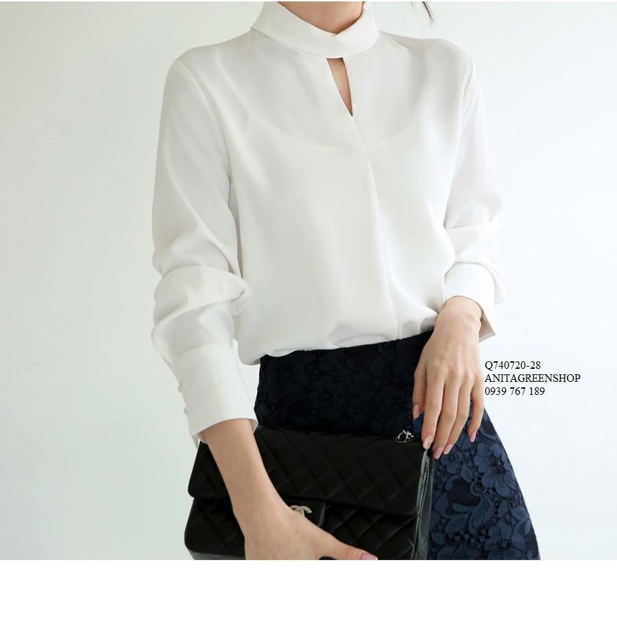 Q740720 ÁO SƠ MI NỮ CỔ TRỤ CÔNG SỞ