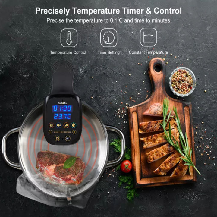 Máy nấu chậm Sous Vide BioloMix SV-1910, kết nối điện thoại, công suất 1500W, tiêu chuẩn chống nước IPX7 - Hàng chính hãng, bảo hành 24 tháng