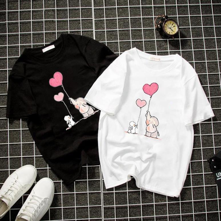 Áo thun Nam Nữ Không cổ VOI VỚI THỎ CIMT-0024 mẫu mới cực đẹp, có size bé cho trẻ em / áo thun Anime Manga Unisex Nam Nữ, áo phông thiết kế cổ tròn basic cộc tay thoáng mát