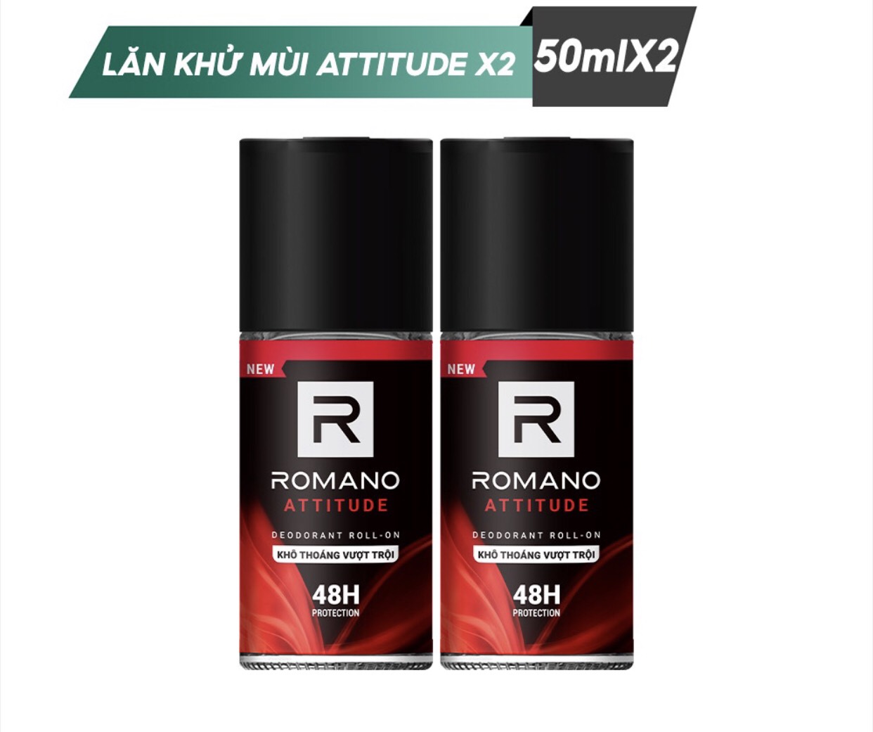 Combo 2 Lăn khử mùi Romano kháng khuẩn &amp; khô thoáng cả ngày 50mlx2 Attitude