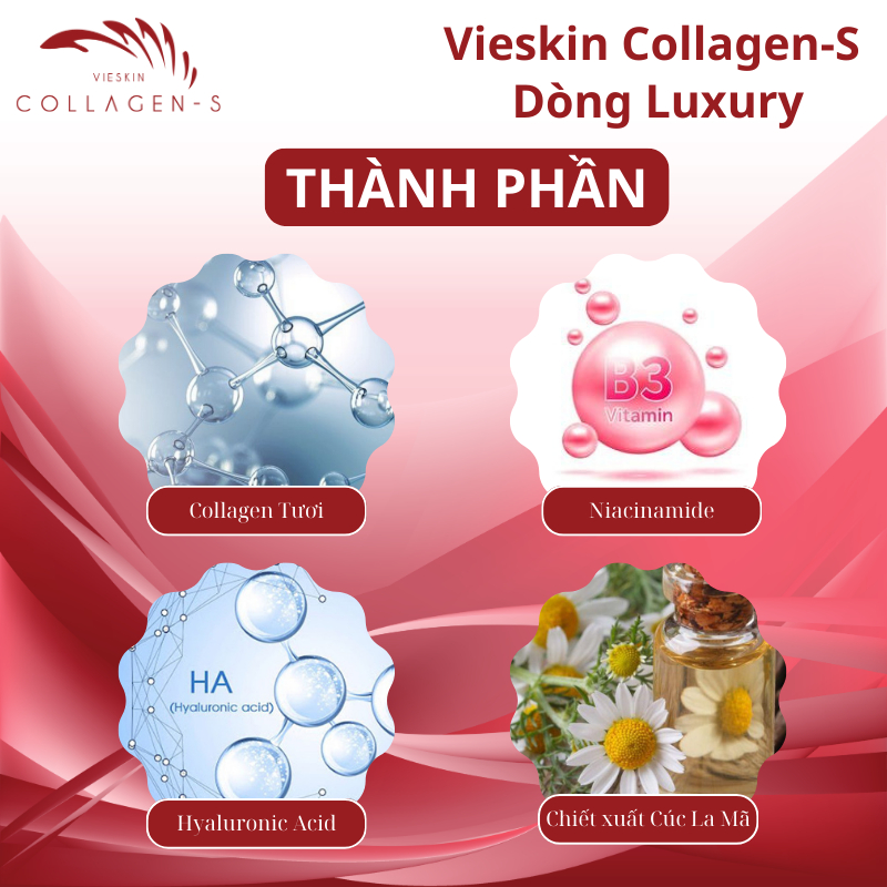 Tinh chất collagen tươi Vieskin Luxury dưỡng môi sau phun xăm, kích màu sắc nét, tự nhiên, siêu căng bóng, lọ 7ml