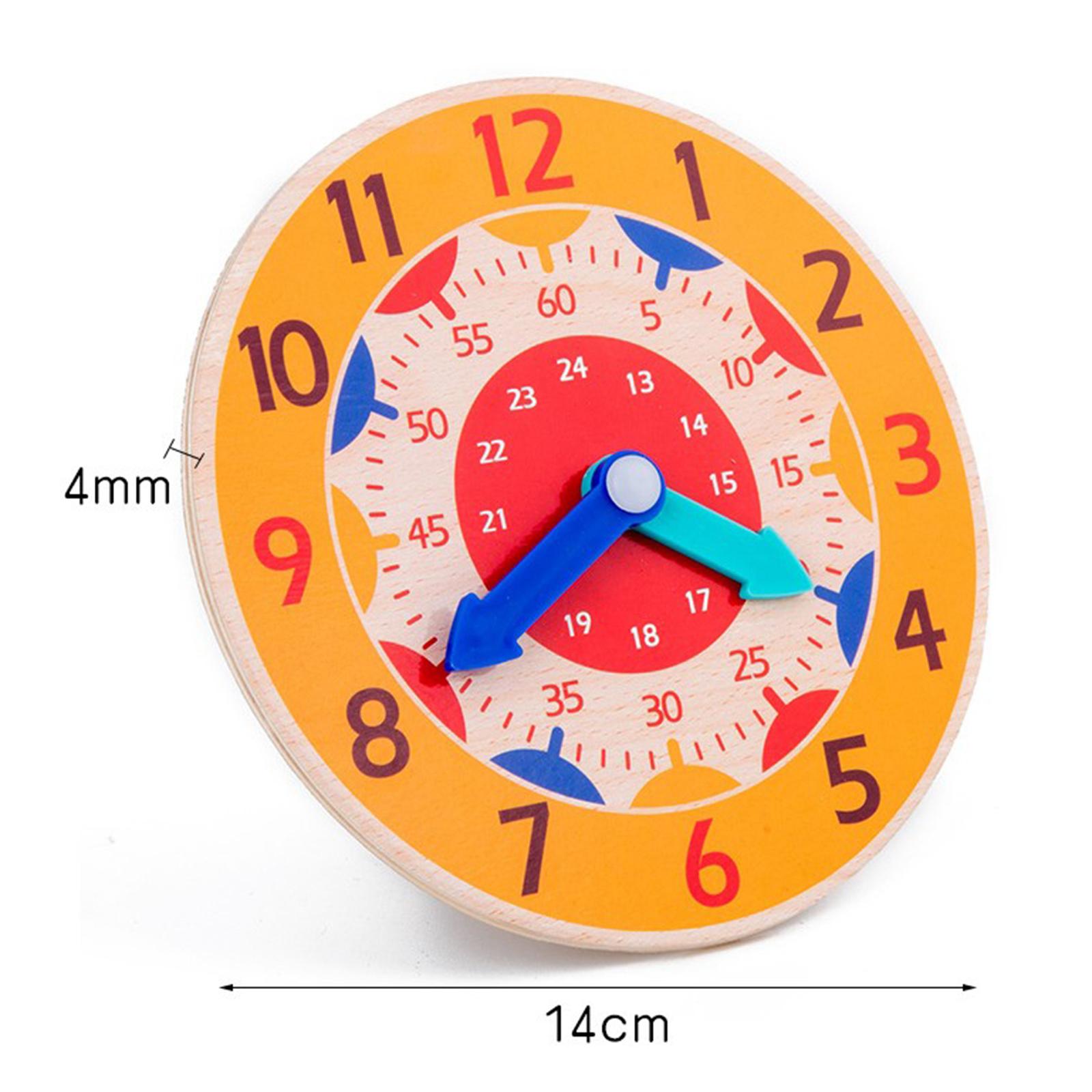2 Piece Montessori Wooden Clock Toy Teaching Aids Toys for Kids Preschool