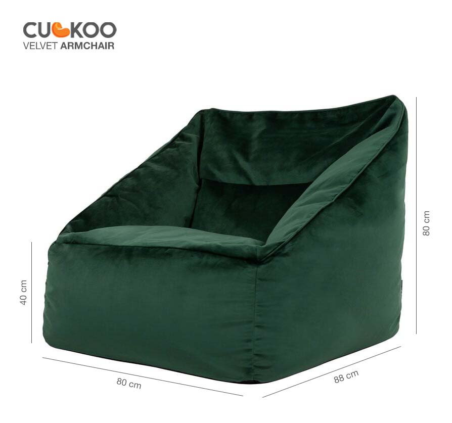 Ghế lười CUCKOO Velvet Arrmchair (đã làm đầy hạt xốp) - Nhung xanh cổ vịt