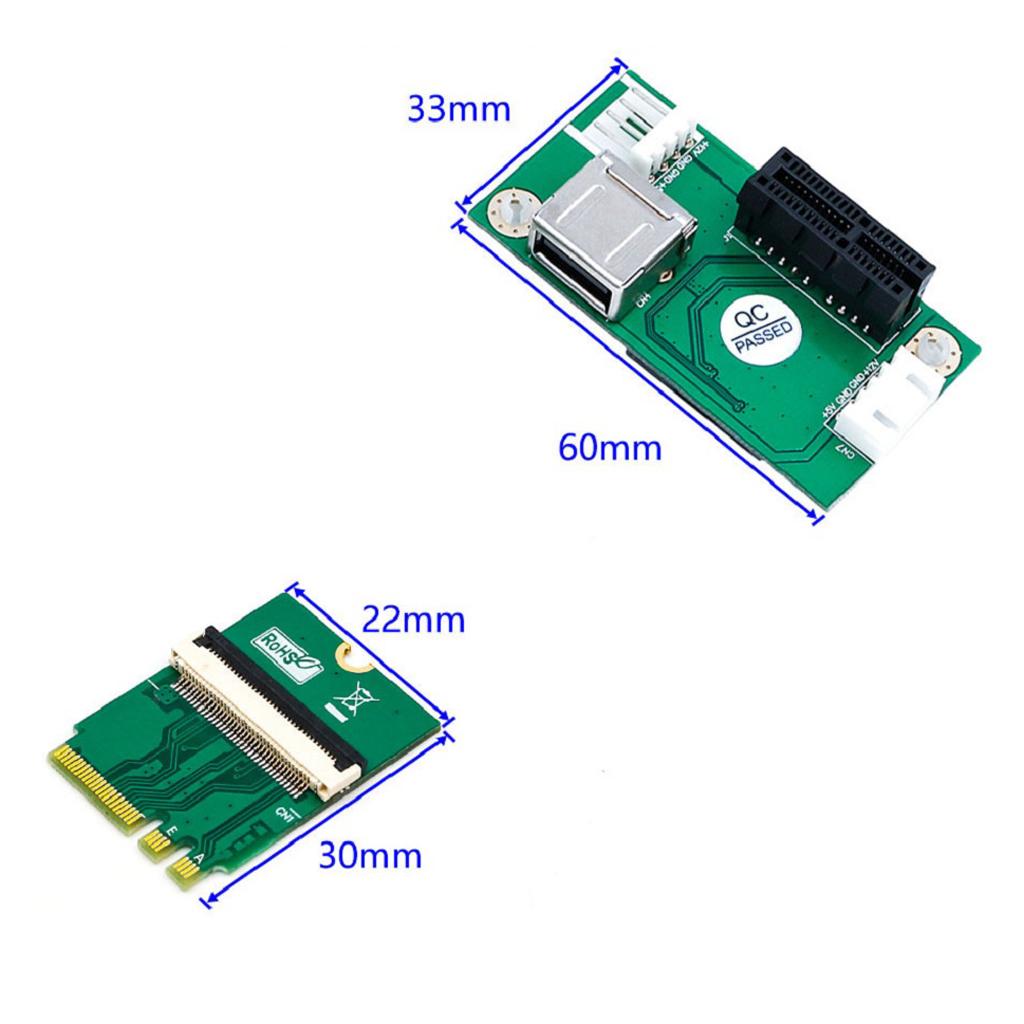 PCI E X1 / X4 / X8 / X16 to NGFF M.2 Key A / E Adapter Card with USB Port And FPC Cable