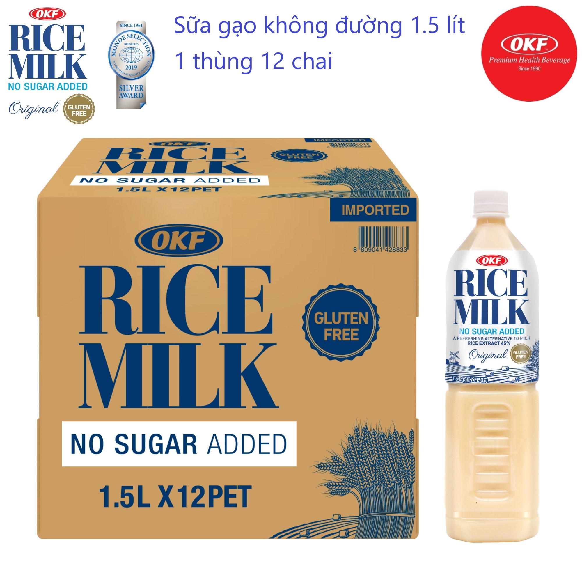 Sữa gạo không đường 1.5 lít - 1 thùng 12 chai