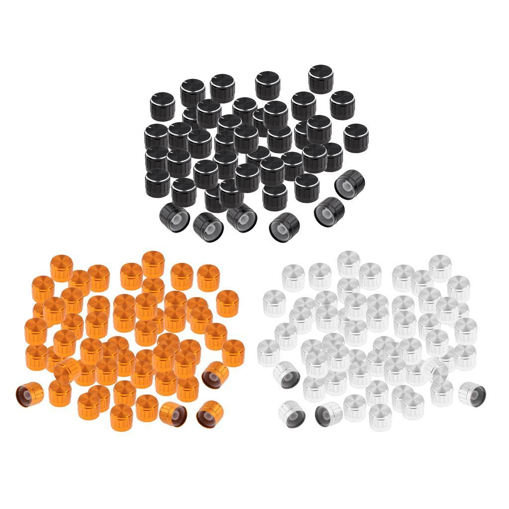 50Piece Aluminum Alloy Anti-Slip Potentiometer Control Knob 21x17mm Black
