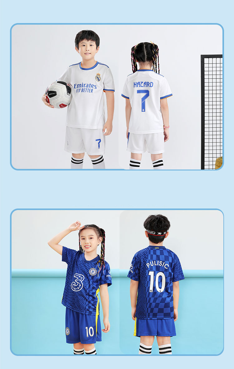 Bộ quần áo bóng đá/ quần áo thể thao áo thi đấu, quần áo CLB, quần áo thể thao trẻ em