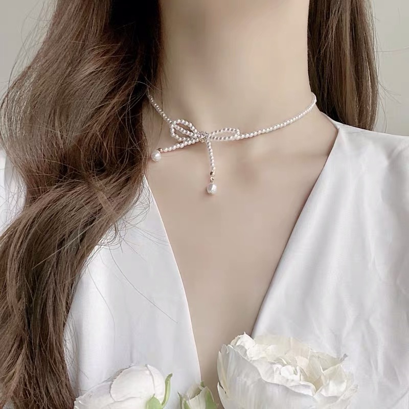 Vòng cổ nữ hàn quốc - chocker ngọc trai nhân tạo