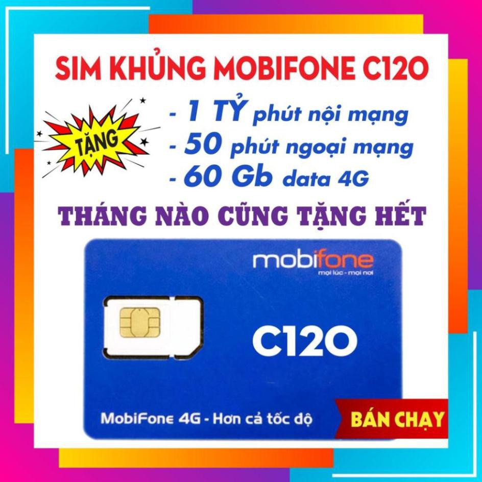 Sim 4G Mobifone C120N 120GB (4GB/ngày) gọi nội mạng không giới hạn - 120k/ tháng - Hàng chính hãng