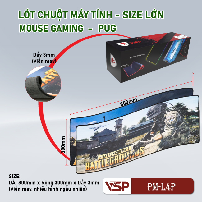 Lót chuột VSP PM-L4P 800 x 300 x 3 mm ~ [Hình ngẫu nhiên] Mouse Pad - Hàng chính hãng TECH VISION phân phối