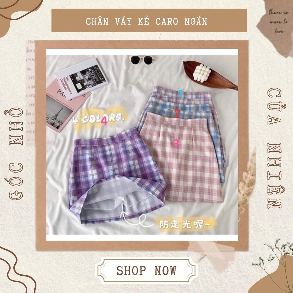 Chân Váy Chữ A Kẻ Caro Màu Pastel