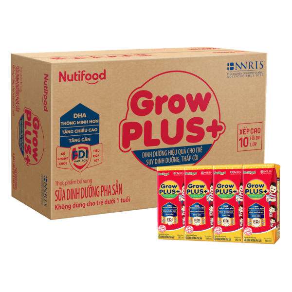2 Thùng Sữa Bột Pha Sẵn GrowPLUS+ Đỏ 180ml Suy Dinh Dưỡng (48 Hộp x 180ml)
